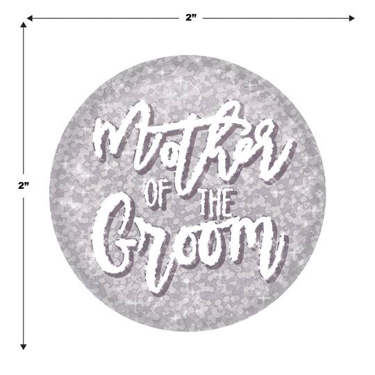 Beistle 2" Silver Sparkle Mother of the Groom Buttons, 6ct.